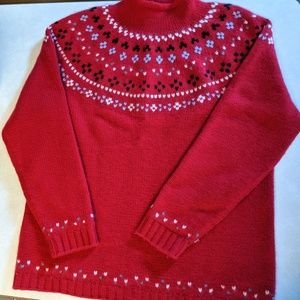 Fair Isle 100% Cashmere Sweater - red LandsEnd